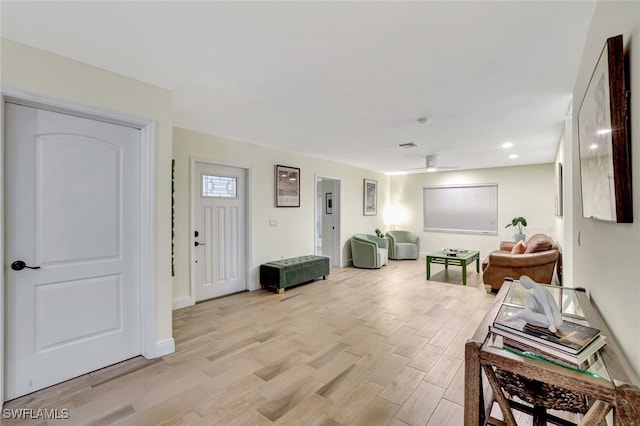 living room with light wood-type flooring