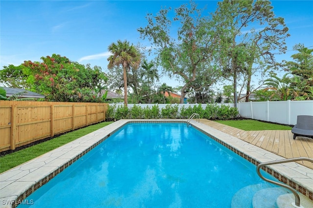 view of pool featuring a deck