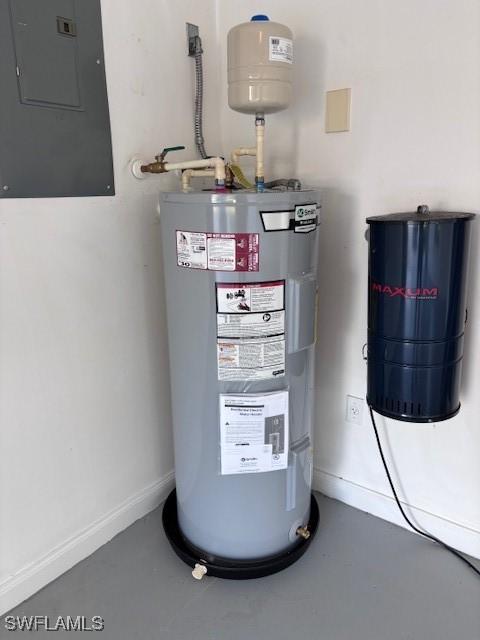 4747 San Carlo Ct, Naples, FL 34109 - utility room with electric water heater, electric panel, and a central vacuum unit