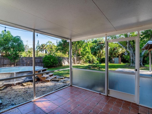 view of unfurnished sunroom