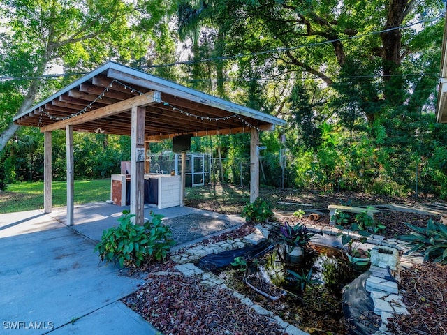 view of patio featuring sink