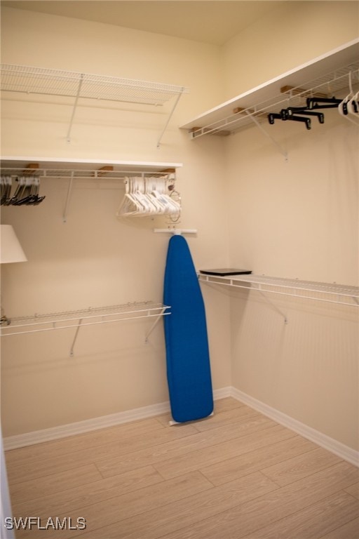 walk in closet featuring wood-type flooring