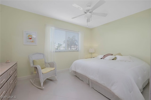 bedroom featuring ceiling fan