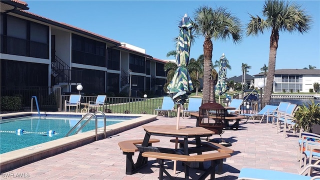 view of pool featuring a patio