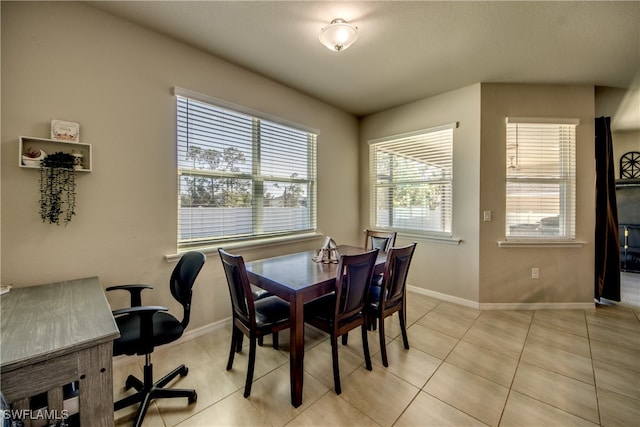 view of tiled dining room