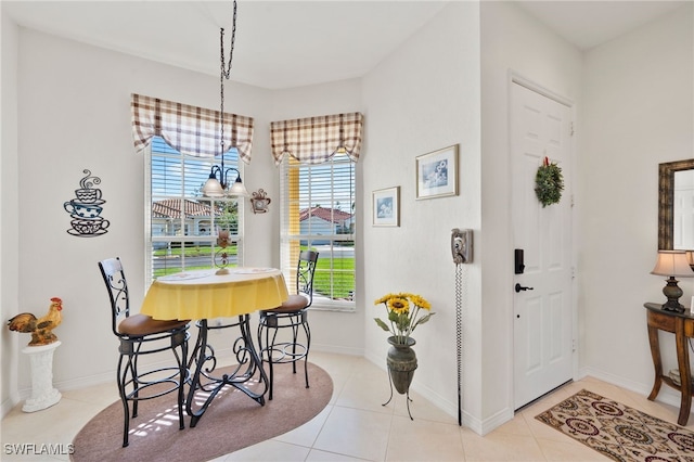 view of tiled dining space