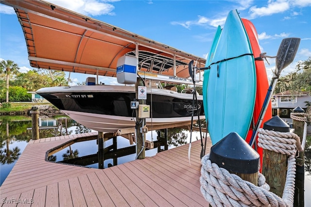 view of dock featuring a water view