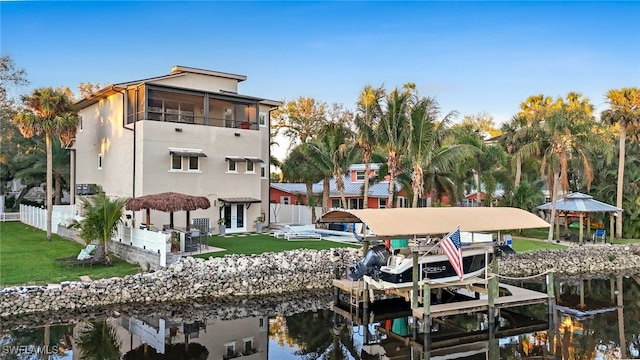 dock area featuring a water view