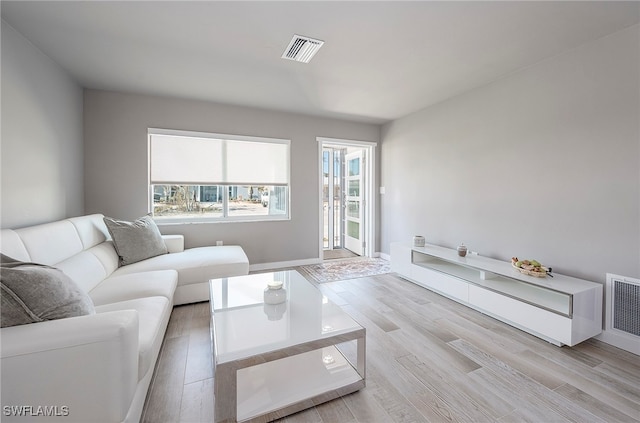 living room featuring light hardwood / wood-style flooring