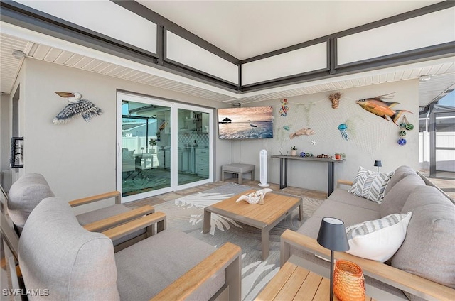 living room with hardwood / wood-style flooring