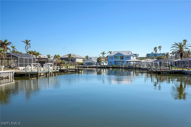 property view of water featuring a dock