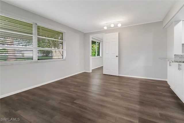 empty room featuring dark hardwood / wood-style flooring