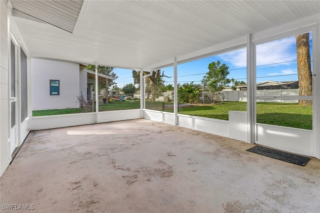 view of unfurnished sunroom