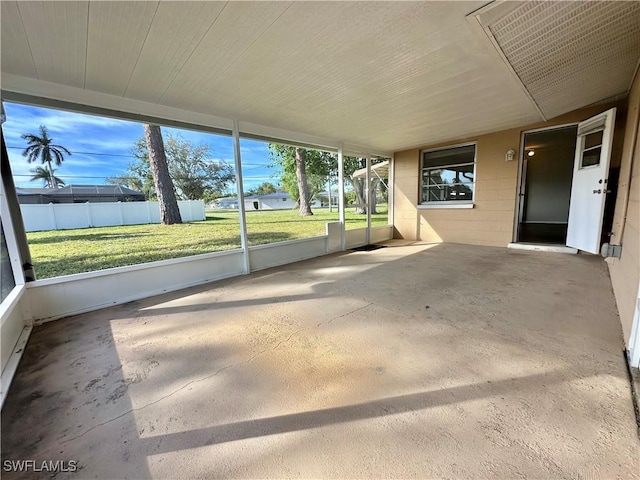 view of unfurnished sunroom