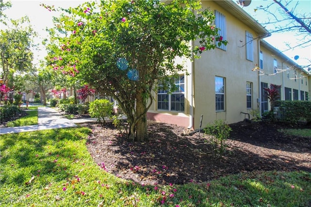 view of property exterior with a yard