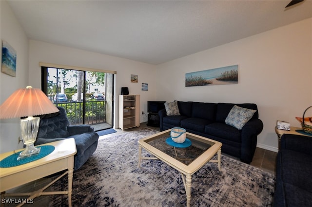 view of tiled living room