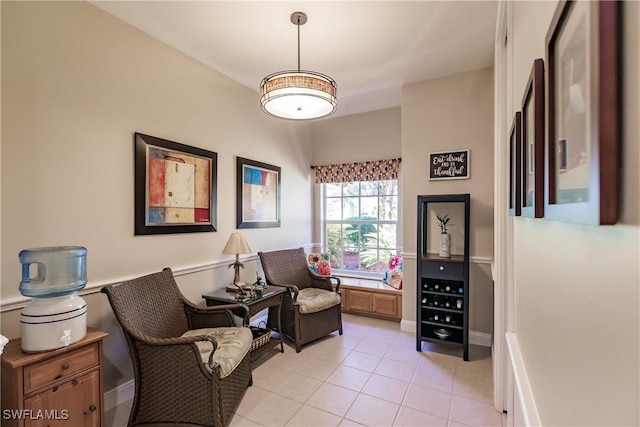 living area with light tile patterned floors