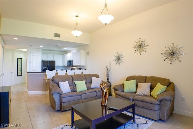 view of tiled living room