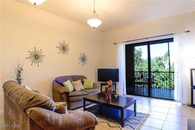 view of tiled living room