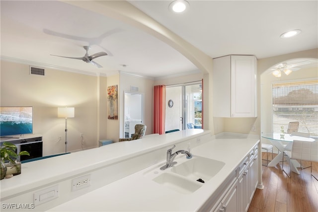 interior space featuring ceiling fan, a healthy amount of sunlight, and hardwood / wood-style floors