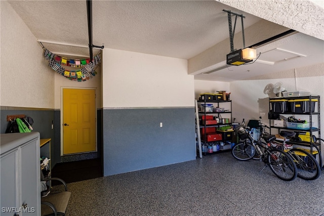 garage with a garage door opener