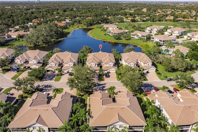 bird's eye view featuring a water view