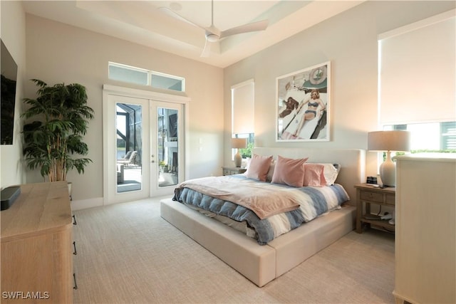 14248 Laguna Springs Ln, Naples, FL 34114 - carpeted bedroom with access to exterior, french doors, and ceiling fan