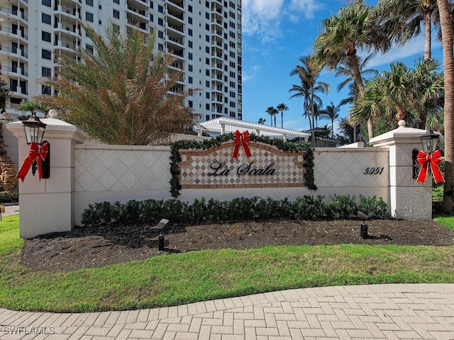 view of community sign