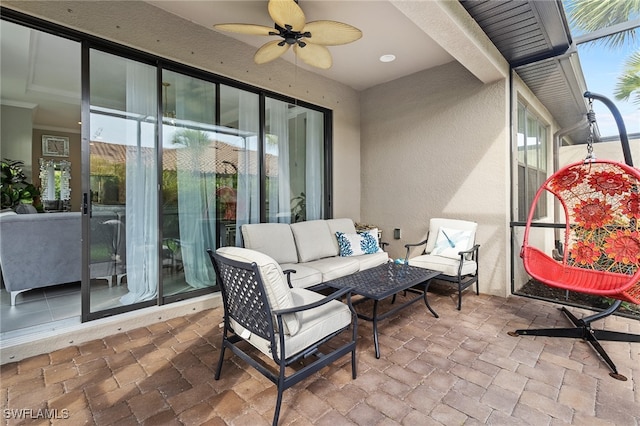 view of patio / terrace featuring an outdoor hangout area and ceiling fan