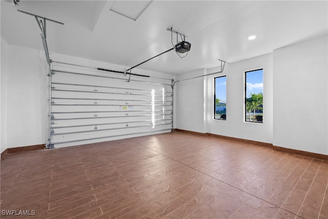 garage with a garage door opener