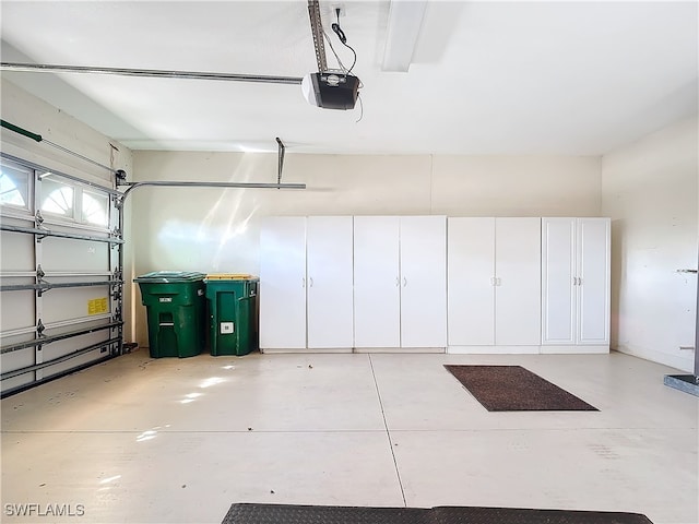 garage with a garage door opener