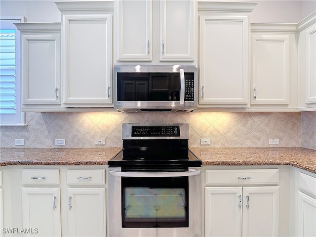 kitchen with white cabinets and stainless steel appliances