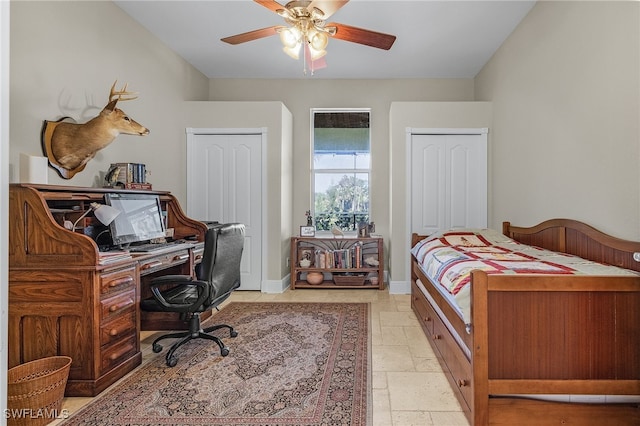 bedroom with ceiling fan