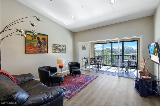 living room with wood-type flooring