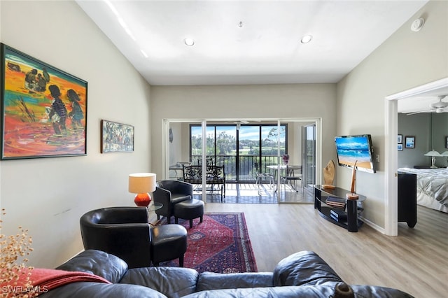 living room featuring light wood-type flooring