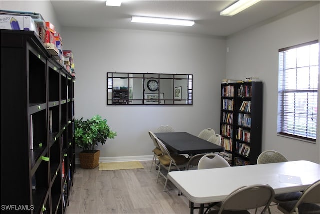 office space featuring light hardwood / wood-style floors