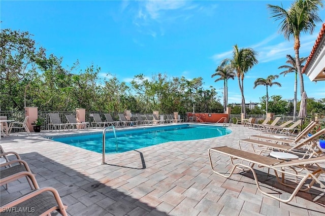 view of pool featuring a patio area