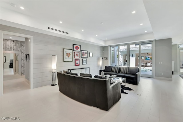 living room featuring light wood-type flooring