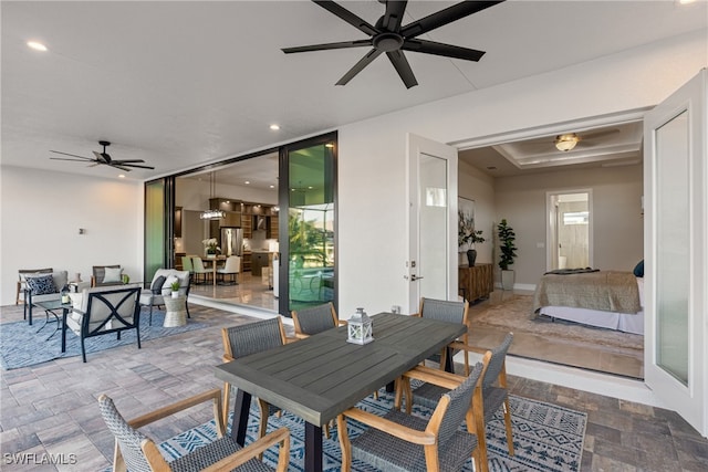 view of patio / terrace featuring outdoor lounge area and ceiling fan