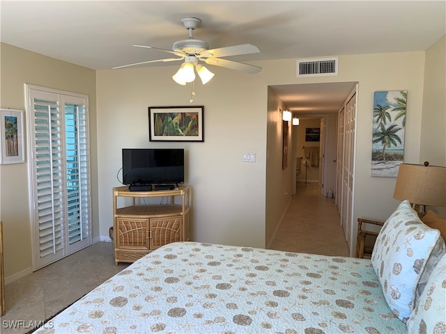 bedroom featuring ceiling fan