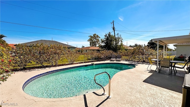 view of swimming pool with a patio