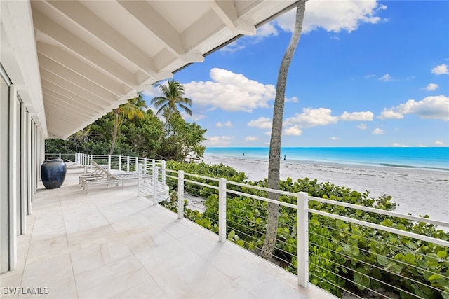 exterior space with a view of the beach and a water view