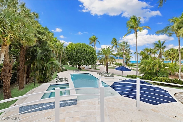 view of pool featuring a patio area