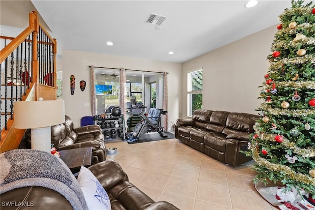 view of tiled living room