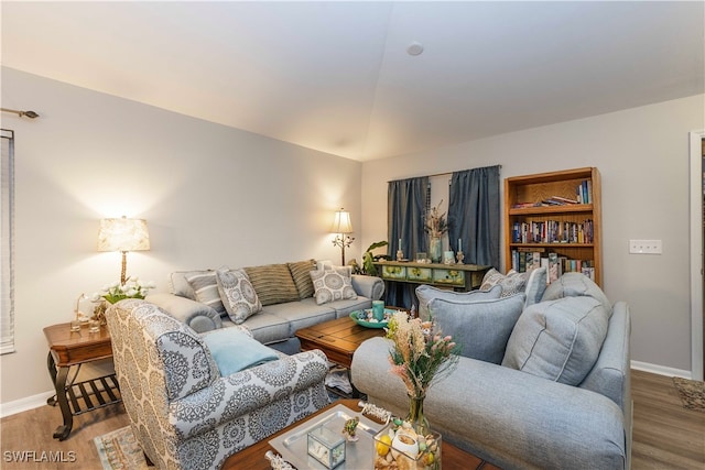 living room with hardwood / wood-style floors