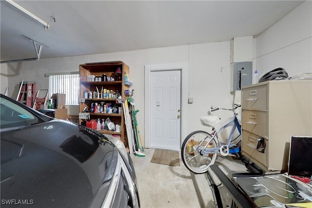 garage featuring electric panel