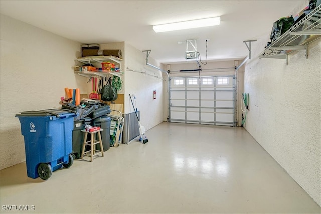 garage with a garage door opener