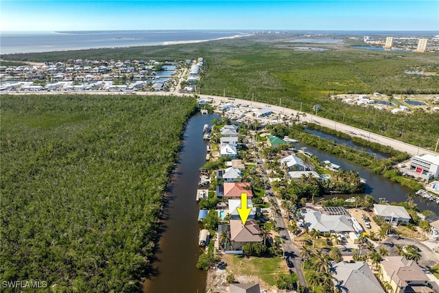 bird's eye view featuring a water view