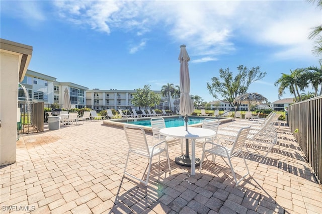 view of pool featuring a patio area