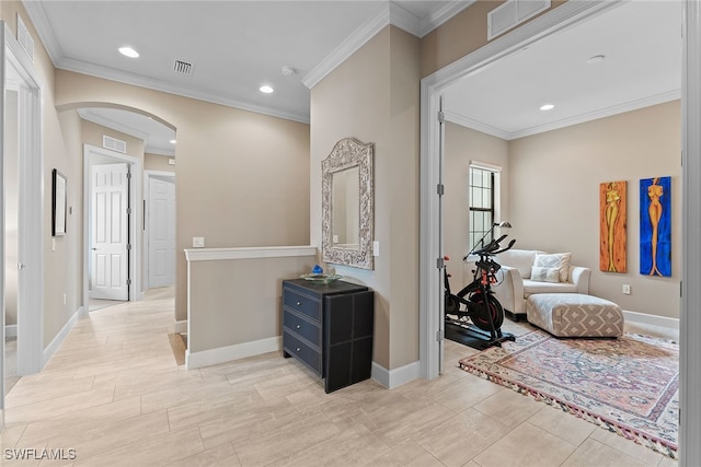 corridor with crown molding